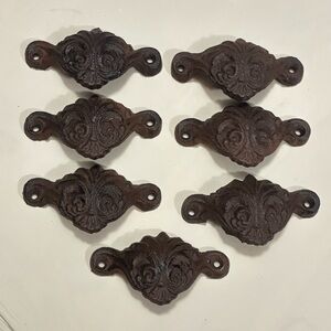 Vintage Cast Iron Drawer Pulls Set of 7